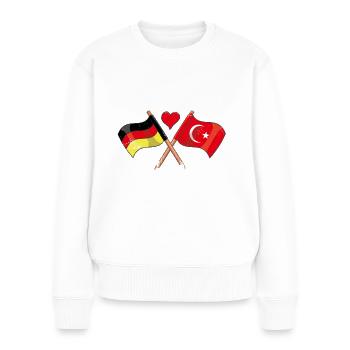 J'aime la Turquie drapeau de l'Allemagne drapeau coeur - Pull Premium bio Femme - blanc - Devant - Julia (174cm)