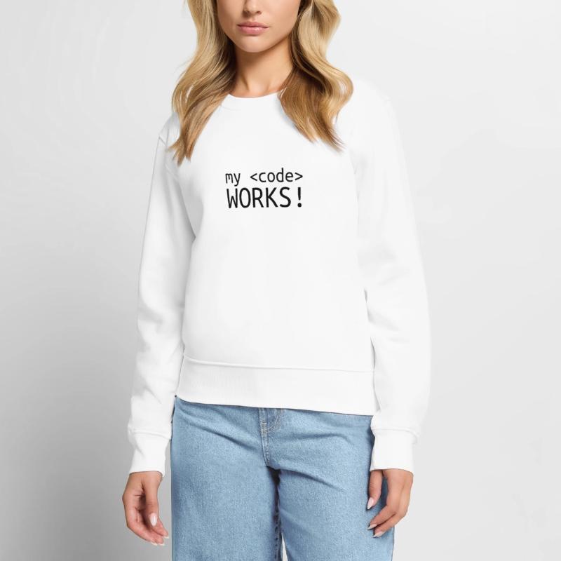 My code does programming computer science Women's Premium Organic Jumper