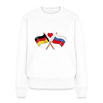 Ich Liebe Russland Deutschland Flagge Herz Fahne - Frauen Premium Bio Pullover - Weiß - Vorne - Julia (174cm)