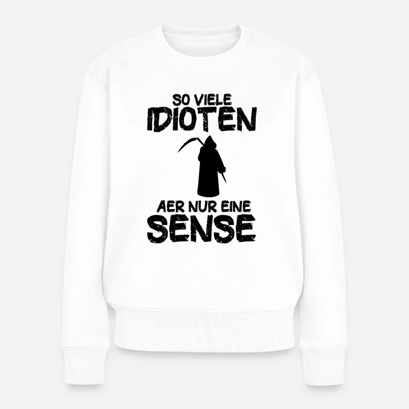 Lustige Sprüche Beleidigungen witzige Sprüche - Frauen Premium Bio Pullover - Weiß