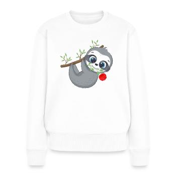 Valentine's day gift sloth with rose - Women's Premium Organic Jumper - white - Front - Julia (174cm)