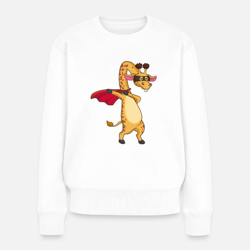 Giraffe Dabbing Superheld - Frauen Premium Bio Pullover - Weiß