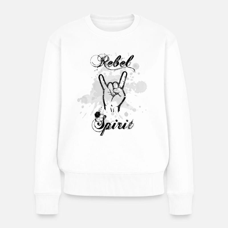 Rebel Spirit Rebell Spruch Pommesgabel Geschenk - Frauen Premium Bio Pullover - Weiß