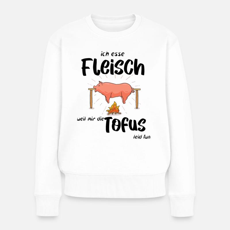ich esse Fleisch - Frauen Premium Bio Pullover - Weiß