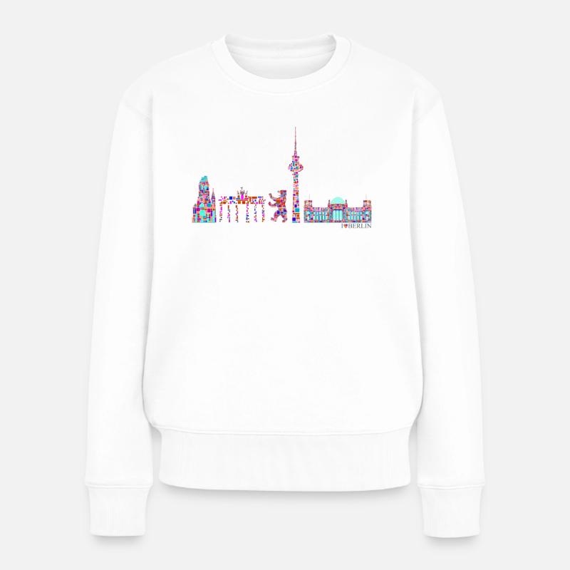 Berlin T-Shirt - Berlin Skyline Shirt - I Love - Frauen Premium Bio Pullover - Weiß