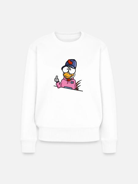 Huhn zeigt Mittelfinger - Frauen Premium Bio Pullover - Weiß