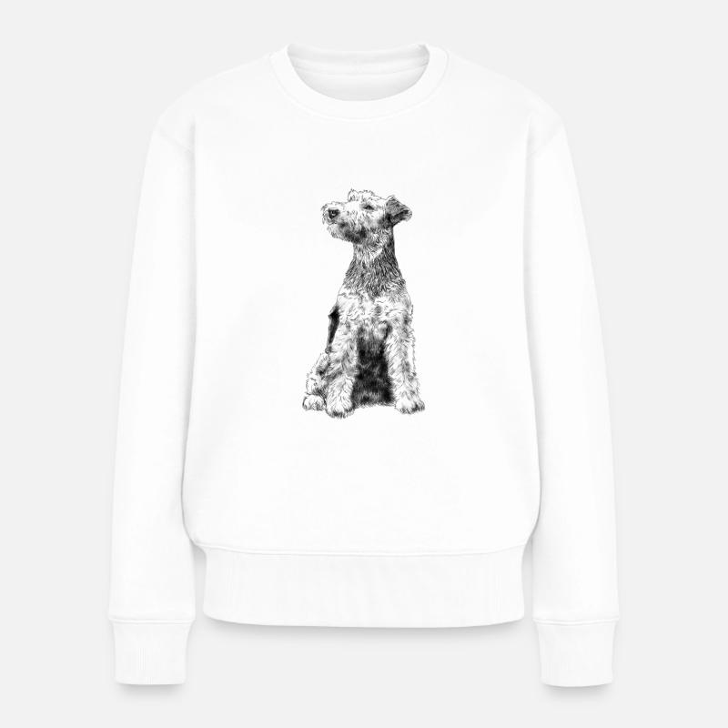 Sitzender Welsh Terrier Hund - Frauen Premium Bio Pullover - Weiß