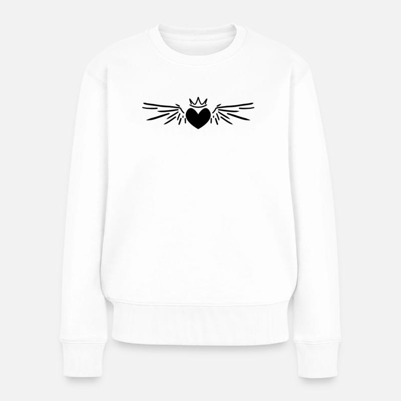 Herz Engel Engelsflügel - Frauen Premium Bio Pullover - Weiß