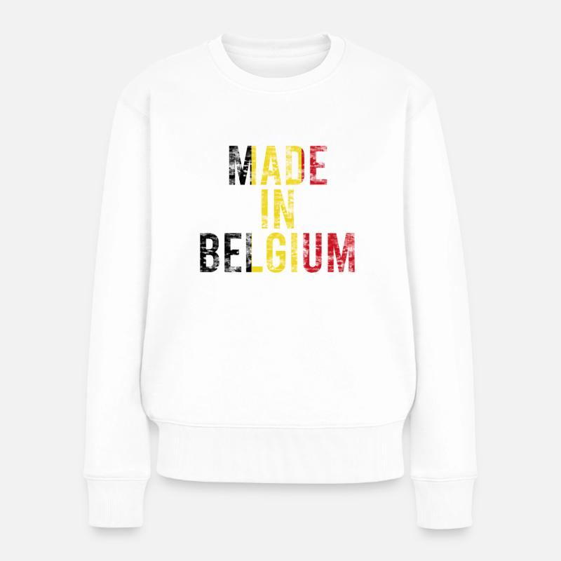 Belgien - Frauen Premium Bio Pullover - Weiß