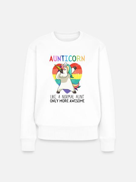 Aunticorn Dabbendes Einhorn Dabbing Unicorn Tante - Frauen Premium Bio Pullover - Weiß