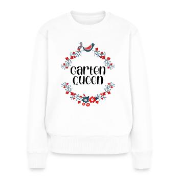 Garten Queen Garten Königin - Frauen Premium Bio Pullover - Weiß - Vorne - Julia (174cm)