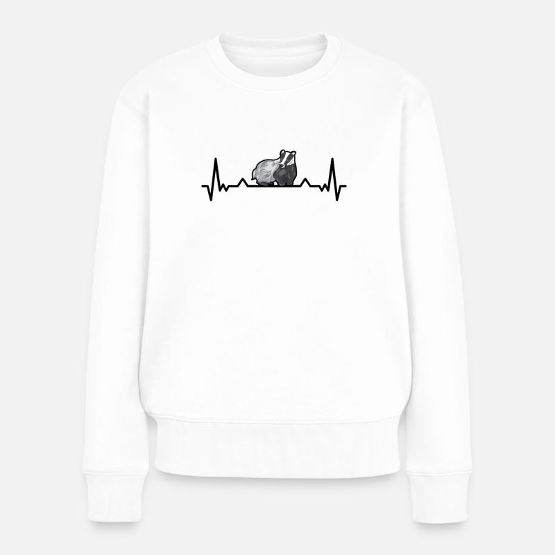 Honigdachs Herzschlag Dachs Geschenk - Frauen Premium Bio Pullover - Weiß