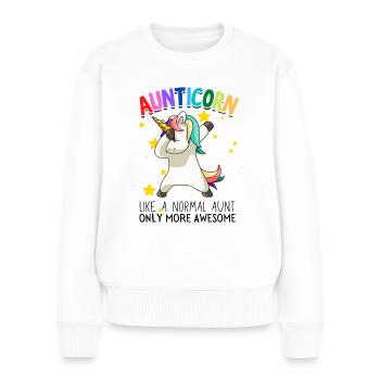 Aunticorn Tante Dabbendes Einhorn Dabbing Unicorn - Frauen Premium Bio Pullover - Weiß - Vorne - Julia (174cm)