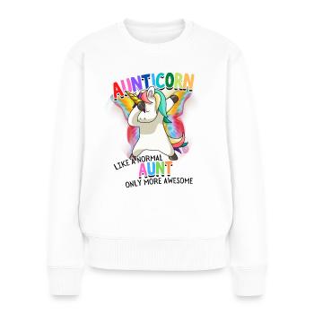Aunticorn Tante Dabbendes Einhorn Dabbing Unicorn - Frauen Premium Bio Pullover - Weiß - Vorne - Julia (174cm)