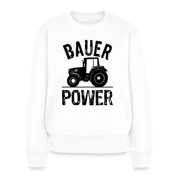 Bauer Power Traktor Trecker Trekker Schlepper - Frauen Premium Bio Pullover - Weiß - Vorne - Julia (174cm)