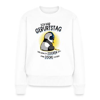Gaming Panda Bär Zockender Gamer Geburtstag Zocken - Frauen Premium Bio Pullover - Weiß - Vorne - Julia (174cm)