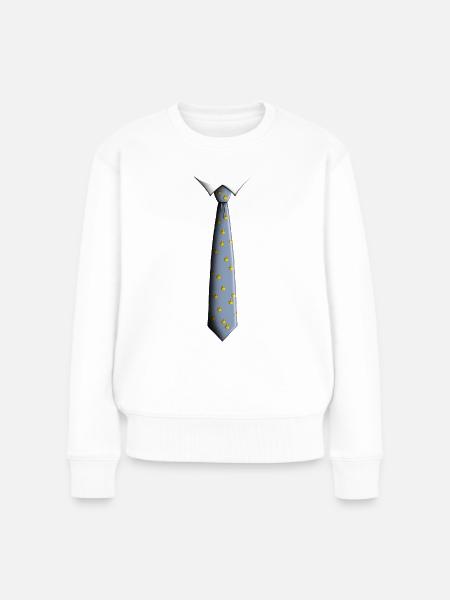 Krawatte mit Enten - Frauen Premium Bio Pullover - Weiß