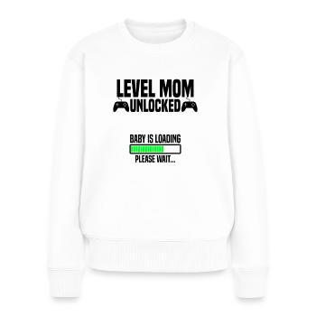 Level Mom unlocked - Frauen Premium Bio Pullover - Weiß - Vorne - Julia (174cm)