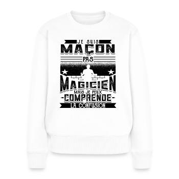Maçon Maçonnerie Drôle - Pull Premium bio Femme - blanc - Devant - Julia (174cm)