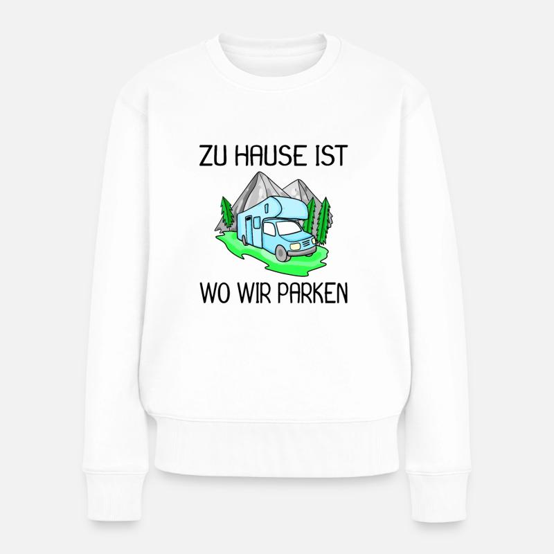 Wohnmobil Wohnwagen Camping - Frauen Premium Bio Pullover - Weiß