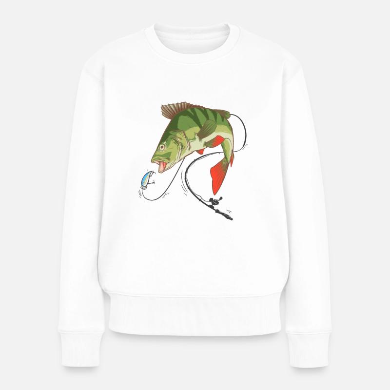 Perch Perch Angler with Wobbler - Women's Premium Organic Jumper - white