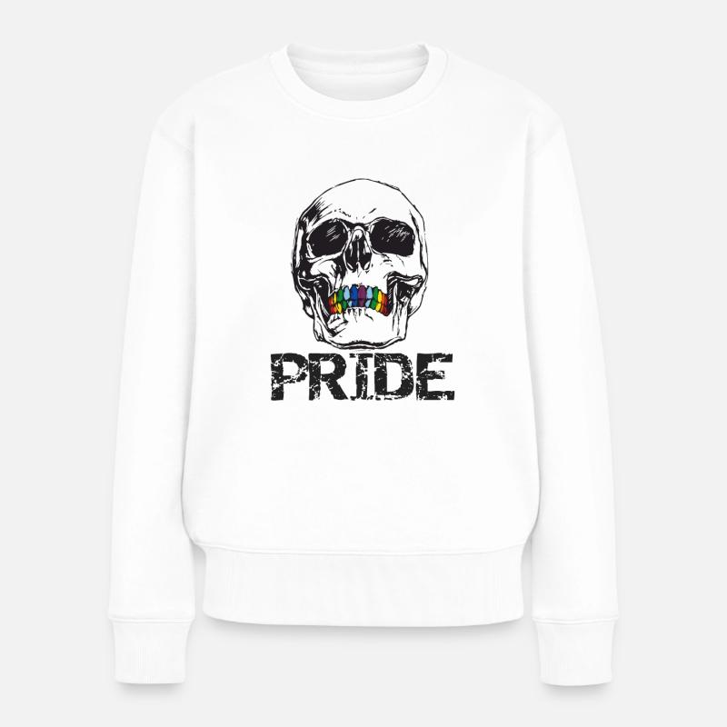 pride skull - Frauen Premium Bio Pullover - Weiß