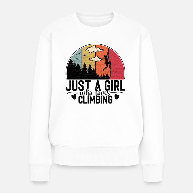 Nur ein Mädchen das klettern liebt- Kletterer Berg - Frauen Premium Bio Pullover - Weiß