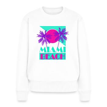Miami Beach Retro Green Sunset Palms - Frauen Premium Bio Pullover - Weiß - Vorne - Julia (174cm)