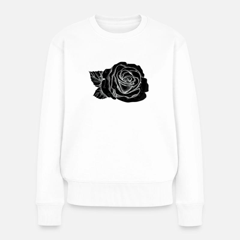 Schwarze Rosen - Frauen Premium Bio Pullover - Weiß