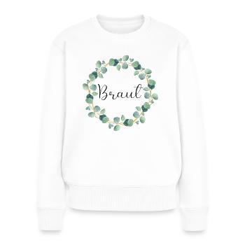 Eukalyptus Boho - Braut - 10 - Frauen Premium Bio Pullover - Weiß - Vorne - Julia (174cm)