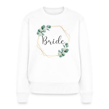 Feuilles d’eucalyptus - Mariée - 11 - Pull Premium bio Femme - blanc - Devant - Julia (174cm)