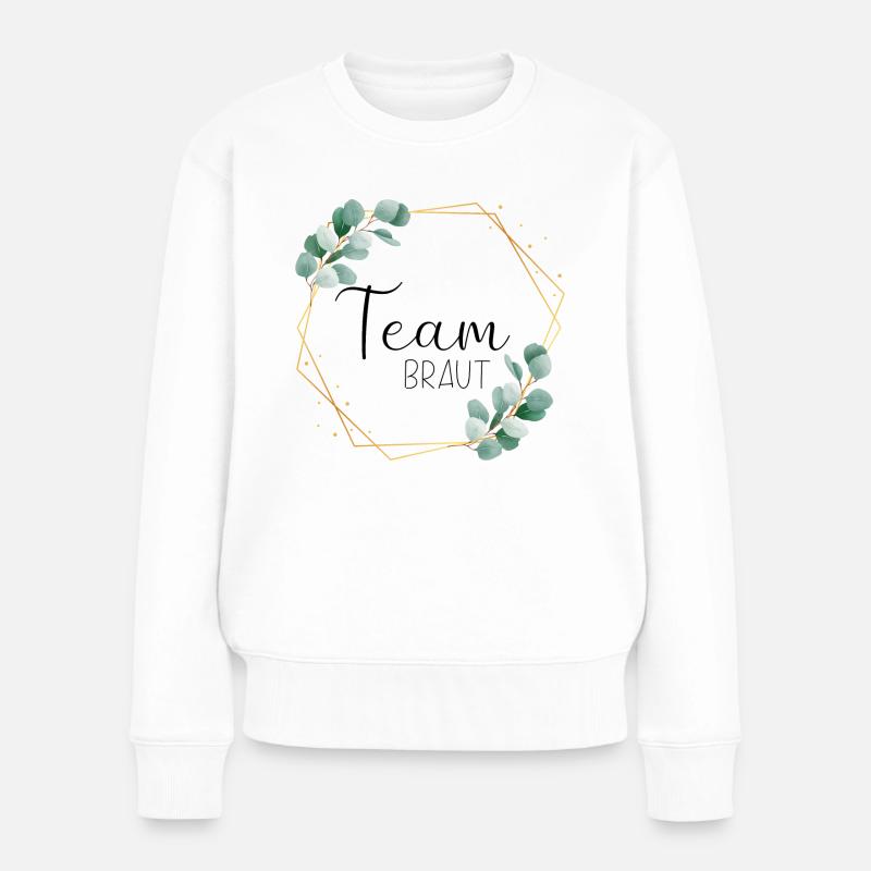 Eukalyptus Blätter - Team Braut - 11 - Frauen Premium Bio Pullover - Weiß
