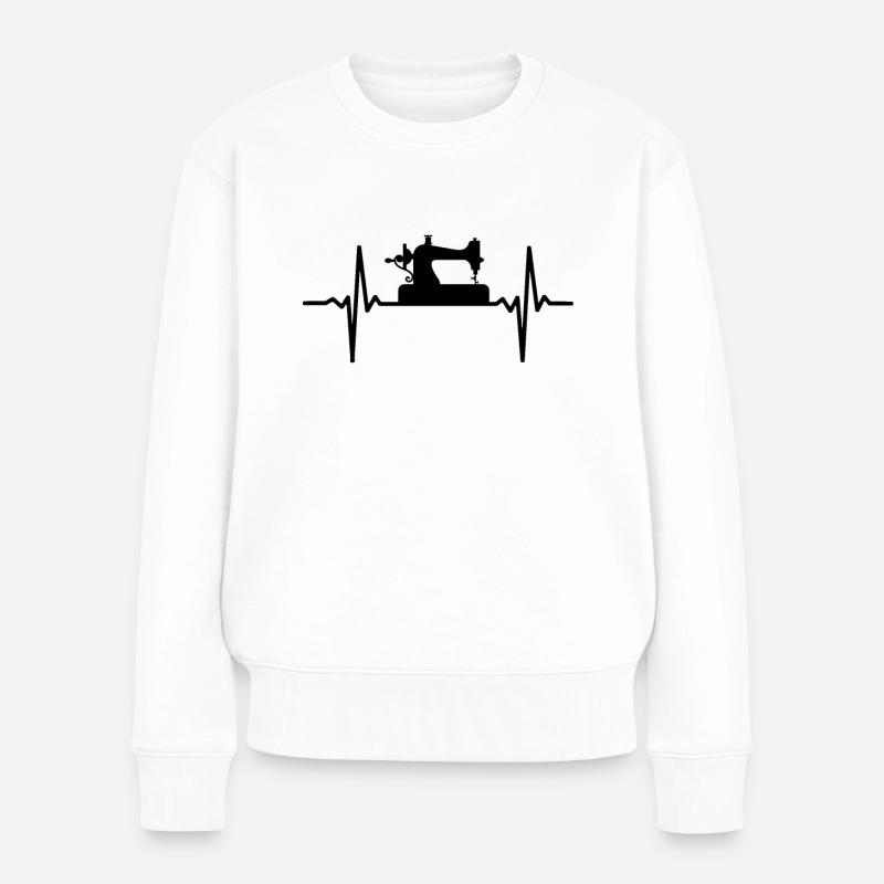 Herzschlag Nähen Schneiderin - Frauen Premium Bio Pullover - Weiß