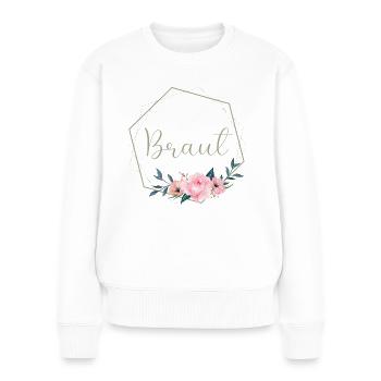 Rosenblüte - Braut - Frauen Premium Bio Pullover - Weiß - Vorne - Julia (174cm)