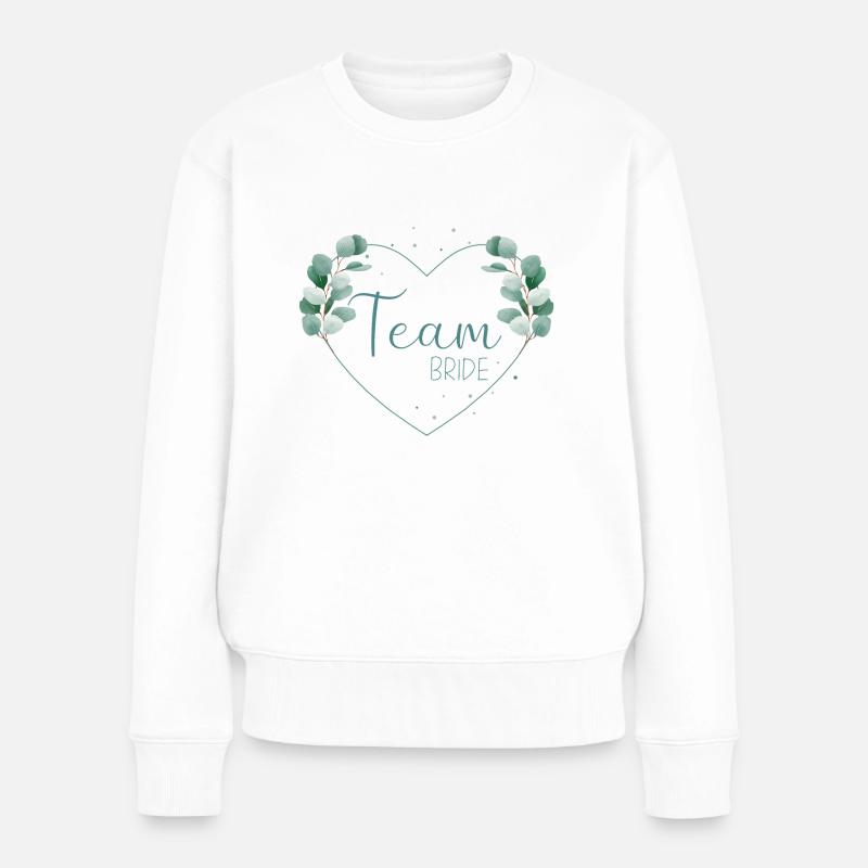 Eukalyptus Herz - Team Bride - Frauen Premium Bio Pullover - Weiß