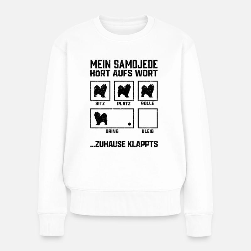 Samojede Hundetricks Schlittenhund Samojedenspitz - Frauen Premium Bio Pullover - Weiß