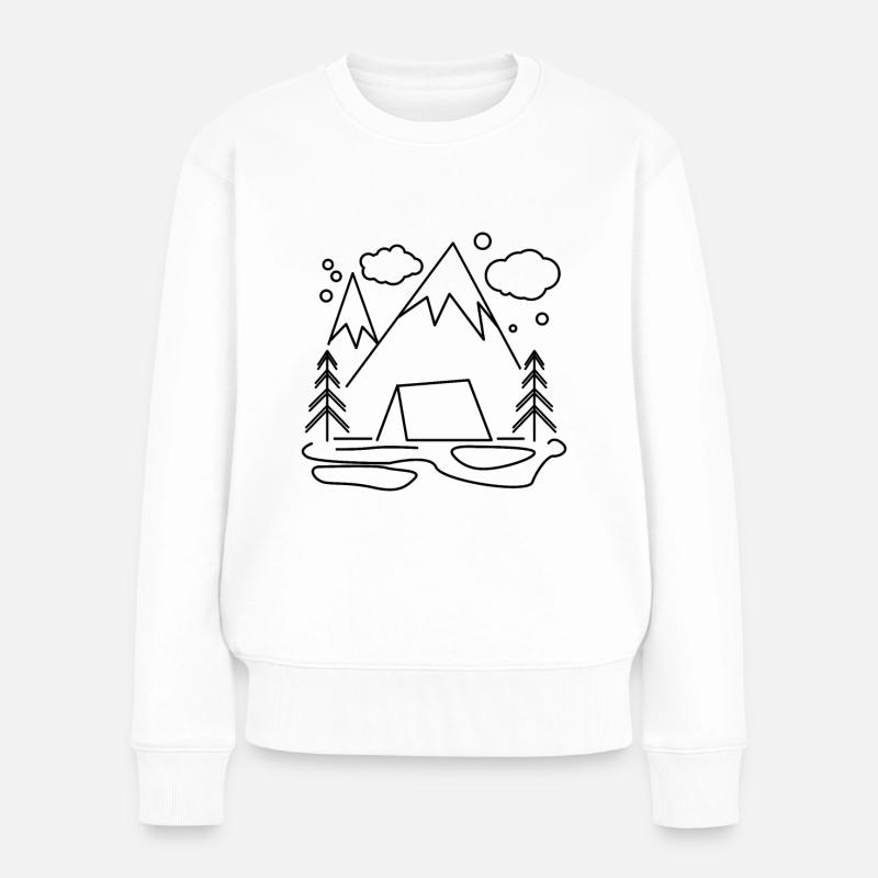 Berg Berge Wandern - Frauen Premium Bio Pullover - Weiß