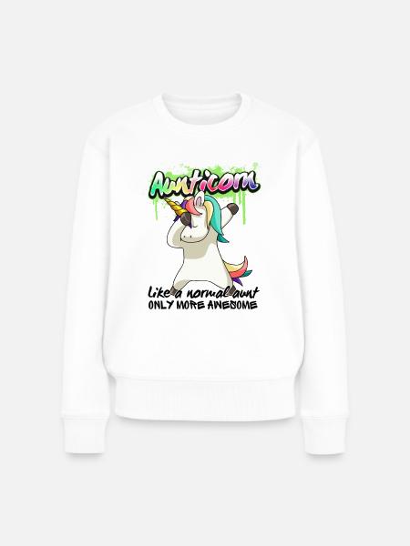 Aunticorn Einhorn Beste Tante der Welt Baby Auntie - Frauen Premium Bio Pullover - Weiß