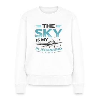 Le ciel est mon terrain de jeu Pilote d’avion miniature - Pull Premium bio Femme - blanc - Devant - Julia (174cm)