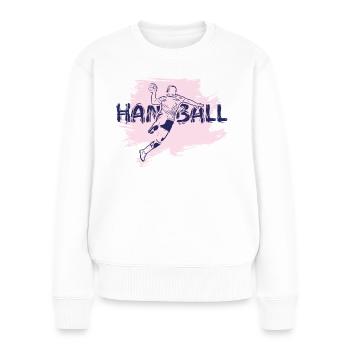 Handballspieler - Frauen Premium Bio Pullover - Weiß - Vorne - Julia (174cm)