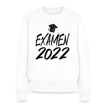 Abschluss Examen 2022 Hut Pinselschrift - Frauen Premium Bio Pullover - Weiß - Vorne - Julia (174cm)