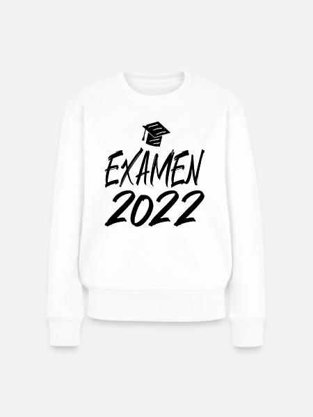 Abschluss Examen 2022 Hut Pinselschrift - Frauen Premium Bio Pullover - Weiß