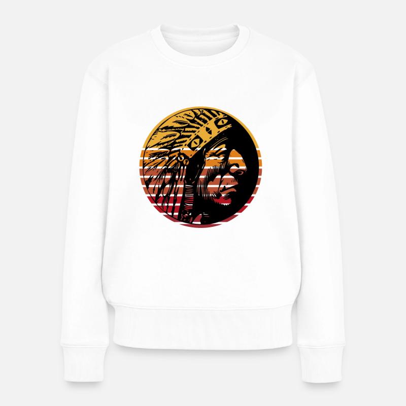 Amerika Indian - Frauen Premium Bio Pullover - Weiß