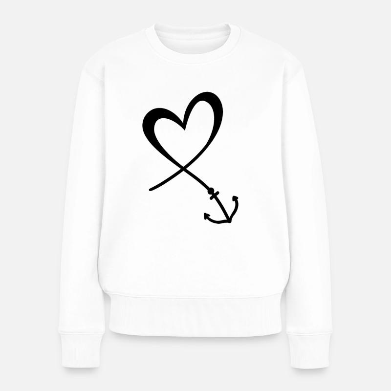 Herz Anker - Frauen Premium Bio Pullover - Weiß