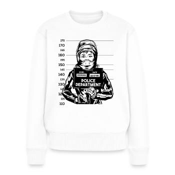 böse Bikerin wilde Motorradfahrerin Frau Motorrad - Frauen Premium Bio Pullover - Weiß - Vorne - Julia (174cm)