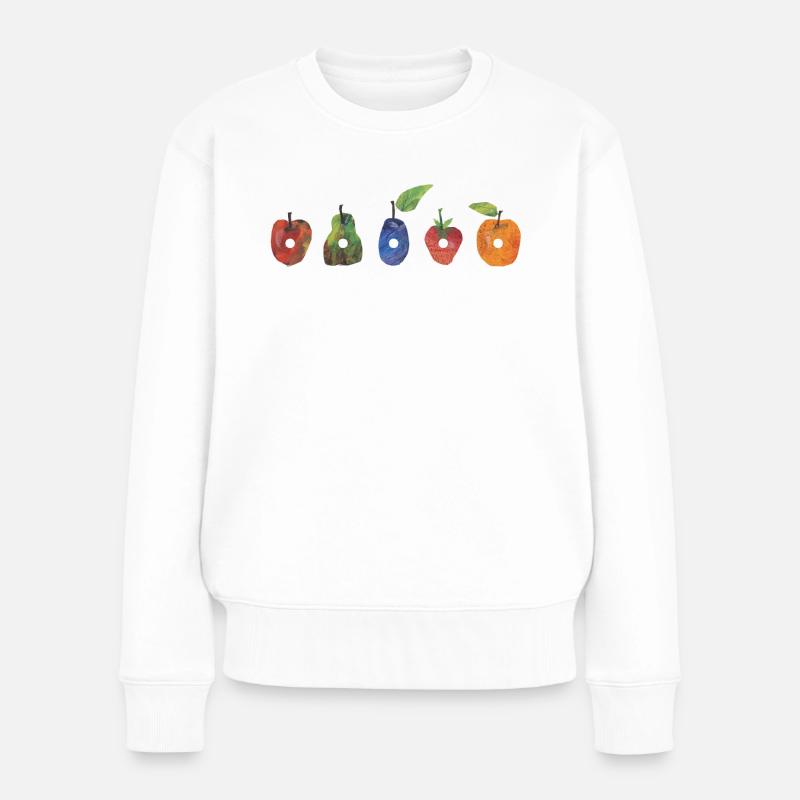 Die Kleine Raupe Nimmersatt Obst - Frauen Premium Bio Pullover - Weiß