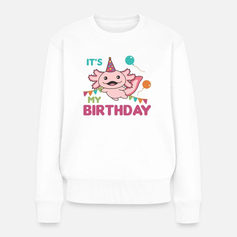 Axolotl souhaite son anniversaire mignon Axolotls - Pull Premium bio Femme - blanc