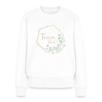 Eukalyptus Herz Mint - Team Braut - 3 - Frauen Premium Bio Pullover - Weiß - Vorne - Julia (174cm)