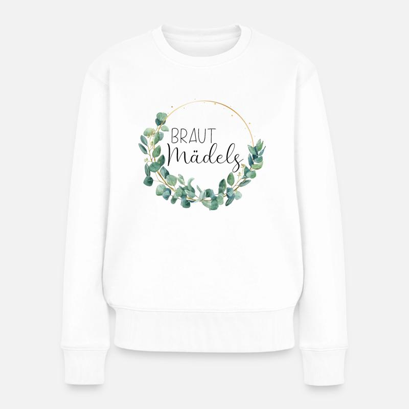 Eukalyptus Hochzeit - Brautmädels - 1 - Frauen Premium Bio Pullover - Weiß