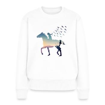 Silhouette de chevaux pour femmes - Pull Premium bio Femme - blanc - Devant - Julia (174cm)